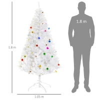 HOMCOM Albero di Natale Bianco 180cm con Addobbi e 930 Rami, Albero di Natale Innevato Artificiale in PVC(m-3)