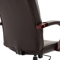 Vinsetto High Back Executive Office Chair Swivel Computer Desk Armchair Tilting Seat Height Adjustable Ergonomic Bonded Leather Wooden Base (Brown)(m-4)