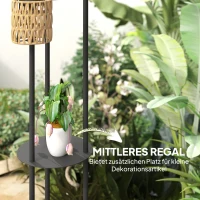 Outsunny Staande Solarlamp Rattan met Lichtsensor, 3-lamps in Boho-Stijl IP44 Ø37 x 144H cm(m-7)