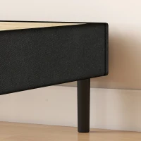 HOMCOM Estrado Estofado 140x190 cm, Estrutura de Cama com Revestimento em Chenille, 10 Ripas de Madeira, 9 Pés Estáveis, Cinza(m-9)