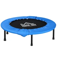 HOMCOM 38" Mini Fitness Trampoline Home Gym Yoga Exercise Rebounder Indoor Outdoor Jumper with Safety Pad, Support Up to 150 KG, Blue and Black(m-10)