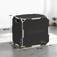 SPORTNOW Caixa Pliométrica de Madeira com 3 Alturas Diferentes para Treino de Salto Força em Casa Ginásio e Exterior 51x47,5x40,5 cm Preto(m-3)