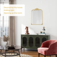 HOMCOM Wall Mirror, Decorative Baroque Mirror with Metal Frame, for Bedroom and Living Room, 60 x 87 cm, Gold Tone(m-4)