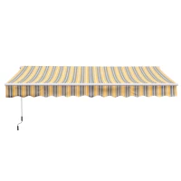 Outsunny 3.5M x 2.5M Garden Patio Manual Awning Canopy Sun Shade Shelter Retractable Gear Lever Winding Handle - Yellow(m-8)