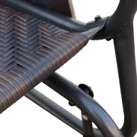 Outsunny Panchina a Dondolo da Giardino 2 Posti in Rattan e Acciaio con Tasche Laterali, 122x75x88cm Marrone e Nero(m-8)