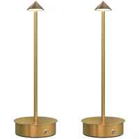 HOMCOM Juego de 2 Lámparas de Mesa LED Recargables con USB y Control Táctil y Luz Regulable Ø10x30 cm Dorado(m-11)