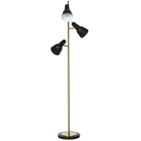 HOMCOM 150cm Lampada a Piantana da Terra con 3 Paralumi Regolabili, Base Rotonda, Interruttore a Pedale, in Metallo, Bronzo, 32x32x150cm(m-11)
