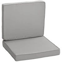 Outsunny Set van 2 zitkussens, 56 x 52 cm stoelkussens met rits, stofhoes, 7 cm dikke vulling, wasbaar Lichtgrijs(m-9)