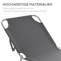 Outsunny Opvouwbare ligstoel met verstelbare rugleuning, roestvrij metalen frame, 187 x 55 x 24, Grijs(m-6)
