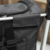 HOMCOM Boodschappentrolley met 46 liter tas, opvouwbare boodschappenwagen met koeltas, verstelbare handgreep, aluminium frame, donkergrijs(m-10)