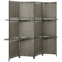 HOMCOM Wave Fibre Freestanding Folding Privacy Screen Panels, Room Divider, Grey(m-1)