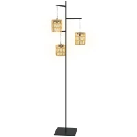 Outsunny Solar Staande Lamp Rattan met Lichtsensor 3 Automatische Lichtstanden in Boho-stijl IP44 Waterdicht(m-11)