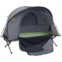 Outsunny Ensemble tente de camping 3 en 1 avec lit de camp 1 personne, tente et 1 matelas gonflable - sac de transport inclus(m-1)