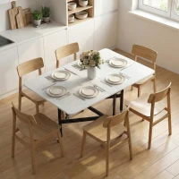 HOMCOM Tavolo Pieghevole per 4-6 Persone con 2 Ribalte e Ruote con Freno, 120x80x73 cm, Bianco Legno(m-10)
