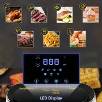 HOMCOM 2.5L Air Fryer, 1300W Air Fryer Oven with Digital  Touch Display, Rapid Air Circulation, Adjustable Temperature, Timer and Dishwasher Safe Basket for Oil Less or Low Fat Cooking, White(m-4)