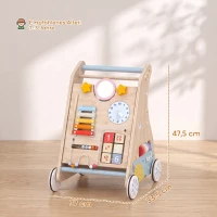 AIYAPLAY 3-in-1 baby loopwagen met afneembaar dubbelzijdig activiteitspaneel, tas en wielen voor 1-3 jaar(m-3)