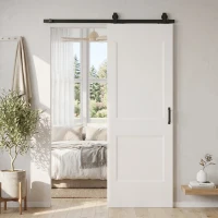 HOMCOM Ușă Culisantă de Interior din Lemn de Pin cu Șină Silențioasă, Ghidaj, Kit Accesorii, Alb(m-2)