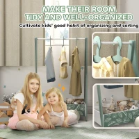 AIYAPLAY Baby Clothing Rack with Hangers, Storage Shelf for Bedroom, Leaf Theme, for Ages 3-6, Green(m-6)
