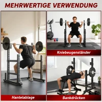 SPORTNOW Halterstandaard 2 Niveaus Gewichtshouder van Staal Squat Rack tot 300 kg Zwart(m-4)