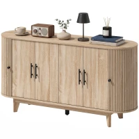 HOMCOM Buffet salon, meuble de rangement ovale avec 6 portes et 2 étagères réglables, 147x40x76cm, chêne(m-18)