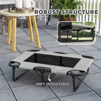 PawHut Portable Raised Dog Bed, Elevated Pet Cot with Breathable Mesh for Indoor Outdoor, for Small Medium Dogs, Light Grey(m-5)