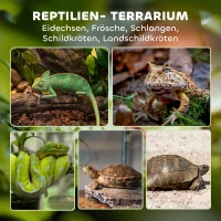 PawHut Glas-Terrarium voor Reptielen, verhoogde & waterdichte bodem, knopsluiting(m-4)