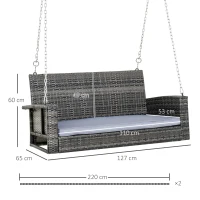 Outsunny hangbank 2-zits 127 cm x 57,5 cm x 60 cm(m-3)