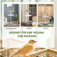 PawHut Papegaaien Vrijstaande Speelstandaard met Zitstok, 1 Ladder, 1 Schommel, Voerschalen, 60 x 60 x 138 cm, Wit + Natuur(m-4)
