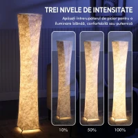HOMCOM Lampă de Podea Modernă cu Comutator de Picior, din Oțel și Țesătură, 25x25x129 cm, Alb și Argintiu(m-4)