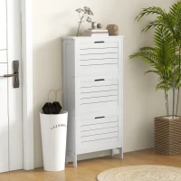 HOMCOM Narrow Shoe Cabinet with 3 Flip Drawers - White(m-11)