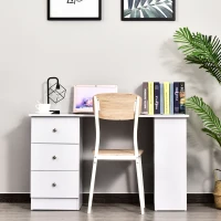 HOMCOM Bureau informatique multimédia multi-rangements 3 tiroirs 2 étagères 120L x 49l x 72H cm blanc(m-10)
