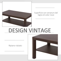 HOMCOM Tavolino da Salotto Rettangolare Classico con Ripiano Portaoggetti in Legno 90×45×44.5cm(m-7)