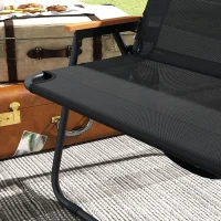 Outsunny Tuinbank Zitbank, Opvouwbare 2-Persoons Campingbank tot 220 kg belastbaar Zwart, Netstof, 108 x 65 x 73 cm(m-9)