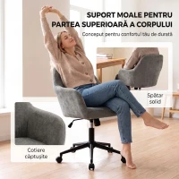 HOMCOM Scaun de Birou Rotativ din Chenille cu înălțime Reglabilă, Gri(m-6)