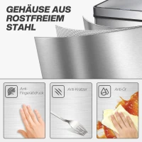 HOMCOM 60 L sensorprullenbak, automatisch deksel, roestvrij staal, veelzijdig inzetbaar, zilverkleurig(m-6)