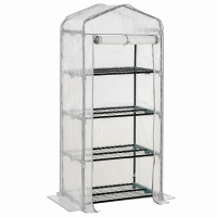Outsunny Folie-kas, kweekkas, mini-kas, plantenhuis, kweekbak, 4 legborden, 70 x 50 x 160 cm, wit