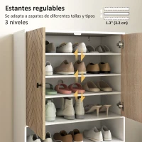 HOMCOM Zapatero Entrada Recibidor con Estantes Ajustables Compartimento Abierto para 15 Pares de Zapatos Blanco y Natural(m-5)