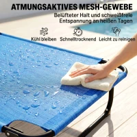 Outsunny Tuinligstoel Zonneligstoelen Relaxligstoel, Opvouwbaar, Weerbestendig, 194 cm x 72 cm x 31 cm, Zwart + Donkerblauw(m-6)