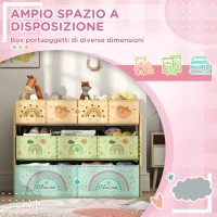 AIYAPLAY Mobile Portagiochi per Bambini a 3 Livelli con 9 Contenitori in Tessuto, 93x30x70 cm, Giallo(m-4)