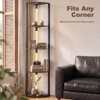 HOMCOM Corner Floor Lamp for Living Room Bedroom with Warm White LED Light, Modern Tall Standing Lamp, Black(m-7)