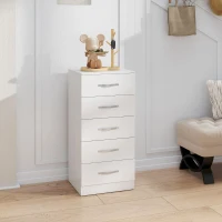 HOMCOM Cassettiera 5 Cassetti dallo Stile Moderno, in Truciolato, 40x35x85 cm, Bianco(m-9)