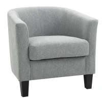 HOMCOM Butaca de Salón Tapizada en Lino Sintético Sillón Relax Moderno con Reposabrazos Respaldo Acolchados y Cojín Grueso para Dormitorio 75x72x74 cm Gris(m-10)
