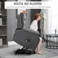 HOMCOM Poltrona Alzapersona Reclinabile fino a 135° con 8 Punti Massaggianti, Telecomando e Poggiapiedi, 91x86x101 cm(m-4)