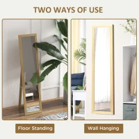 HOMCOM Full Length Mirror, 37 x 157 cm, Hanging or Freestanding, Rectangular Glass Full Body Mirror with Frame for Living Room, Bedroom, Cloakroom, Natural(m-5)