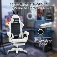 Vinsetto Sedia Gaming con Orecchie da Coniglio, Poggiapiedi, Cuscini, Reclinabile e Altezza Regolabile, Nero(m-7)