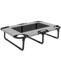 PawHut Portable Raised Dog Bed, Elevated Pet Cot with Breathable Mesh for Indoor Outdoor, for Small Medium Dogs, Light Grey(m-1)