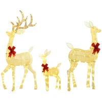 Outsunny Rendierenfamilie met rode strikken, 283 LEDs, Kerstverlichting, weerbestendig, Goud(m-10)
