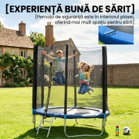 SPORTNOW Trambulină elastică cu scară și plasă de siguranță, din oțel și plastic, Ø180x200 cm, albastru(m-5)