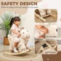 AIYAPLAY Rocking Horse, Stable Plush Ride on Horse Giraffe Design with Music, Security Belt, Baby Toy Rocker for 1-3 Years, Beige(m-6)