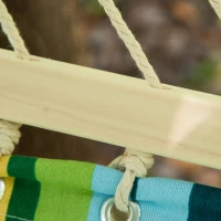 Outsunny Hamaca Colgante de Jardín para 2 Personas Hamaca Ecológico para Camping con Almohada Carga de 180 kg Rayas Azules y Verdes 3,4x1,4m(m-9)